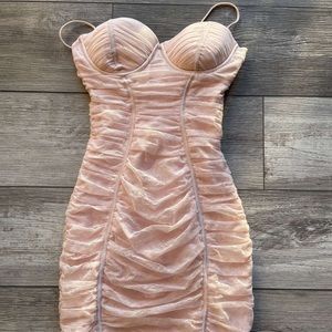 ❌SOLD❌ Oh Polly “FEELIN’ RUCHED UNDERWIRED BODY-CON MINI DRESS” in pink